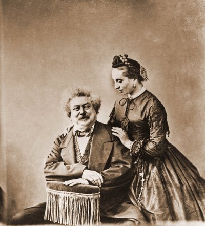 अलेक्जेंड्रे डुमास पेरे का पोर्ट्रेट, उपन्यासकार 1802-1870 और उनकी बेटी मैरी डुमास 1831-1878 (फोटो) द्वारा नादर