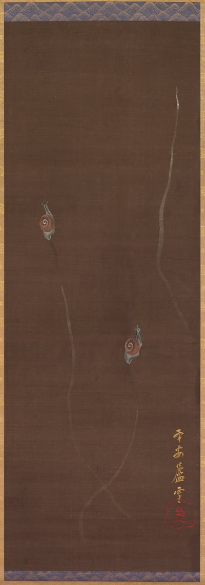 एक दीवार पर घोंघे, 1700s। द्वारा नागासावा रोसेट्सु
