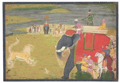 सिंह शिखार पर राजा बलवंत देव सिंह, c.1750 द्वारा नानसुख