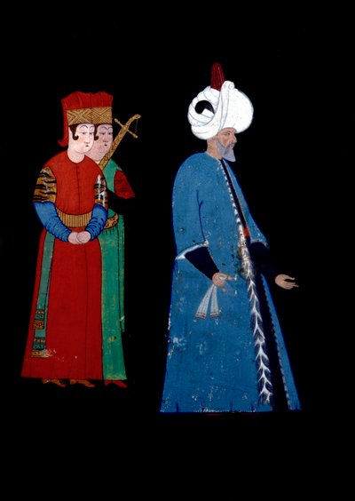 ओटोमन सुल्तान सोलिमन (सुकीमैन) I द मैग्निफिकेंट (1494-1566), उम्र का पोर्ट्रेट, दो सशस्त्र गार्डों के साथ। हैदर रेयेस निगारी द्वारा लघुचित्र (1462-1572) द्वारा नक्कीप ने निगारी रीस हैदर को बुलाया