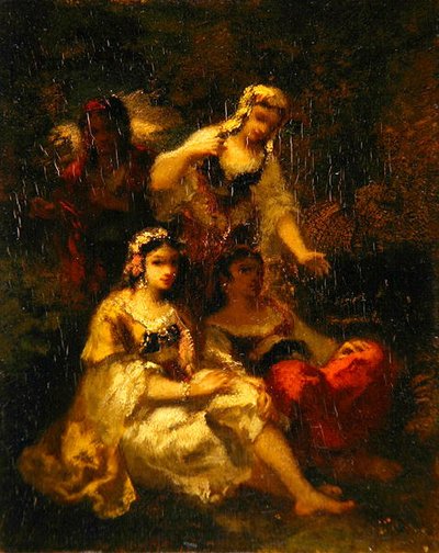 फोर स्पैनिश मेडेंस, c.1844-60 (पैनल पर तेल) द्वारा नरसिसे वर्जिल डियाज़ दे ला पेना
