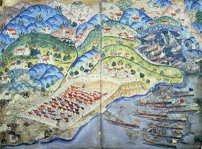 TSM H.1608 नाइस का दृश्य, &39;सुलेमानम&39; (सुलेमान का जीवन) 1545 से द्वारा नसुह अल सिलही