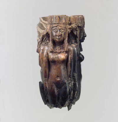 चार महिला आकृतियों के रूप में पंखे या फ्लाई-व्हिस्क हैंडल, c.8वीं-सातवीं शताब्दी ईसा पूर्व (हाथीदांत) द्वारा नव असीरियन
