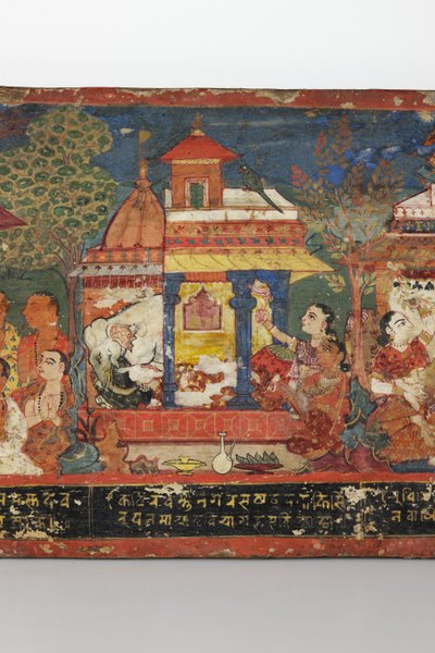 बौद्ध पांडुलिपि कवर (लकड़ी पर अपारदर्शी डब्ल्यूसी) से विस्तार द्वारा Nepalese School