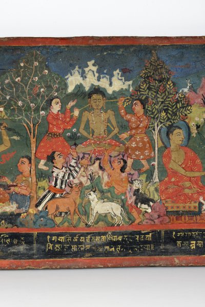 बौद्ध पांडुलिपि कवर (लकड़ी पर अपारदर्शी डब्ल्यूसी) से विस्तार द्वारा Nepalese School