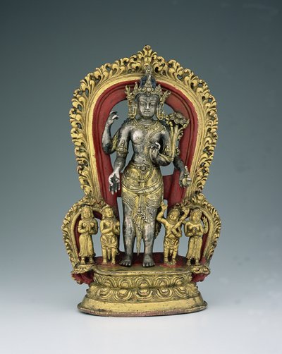 जटामुकुट लोकेश्वरा, खासा मल्ल साम्राज्य (1100-1484) (पार्सल गिल्ट, कॉपर मिश्र धातु और वर्णक) द्वारा Nepalese School