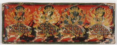 पांडुलिपि की एक जोड़ी में देवी को आठ माताओं के रूप में दर्शाया गया है (लकड़ी पर wc) द्वारा नेपाली स्कूल