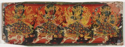 पांडुलिपि की एक जोड़ी में देवी को आठ माताओं के रूप में दर्शाया गया है (लकड़ी पर wc) द्वारा नेपाली स्कूल