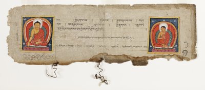 संभवत: महाशिटालिका से एक बौद्ध पांडुलिपि का पृष्ठ, c.1400 (कागज पर अपारदर्शी wc और स्याही) द्वारा नेपाली स्कूल