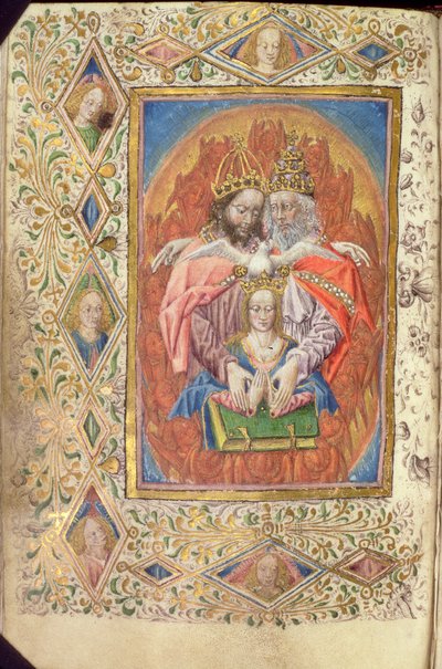 सुश्री 137 f.138v द ट्रिनिटी विथ द वर्जिन, द ऑवर्स ऑफ द इटरनल विज़डम, c.1470-80 द्वारा नीदरलैंड के स्कूल