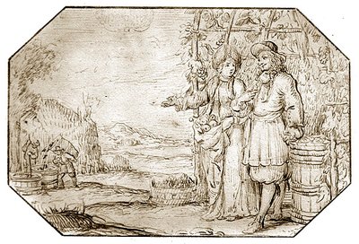 द फोर सीजन्स: ऑटम - हार्वेस्ट, c.1675 (कागज पर कलम और सीपिया स्याही) द्वारा नीदरलैंड के स्कूल