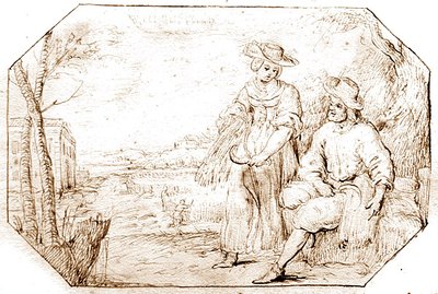 द फोर सीजन्स: समर - रीपिंग, c.1675 (कागज पर कलम और सीपिया स्याही) द्वारा नीदरलैंड के स्कूल