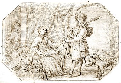 द फोर सीजन्स: विंटर - द रिटर्न फ्रॉम हंटिंग, c.1675 (कागज पर कलम और सीपिया स्याही) द्वारा नीदरलैंड के स्कूल