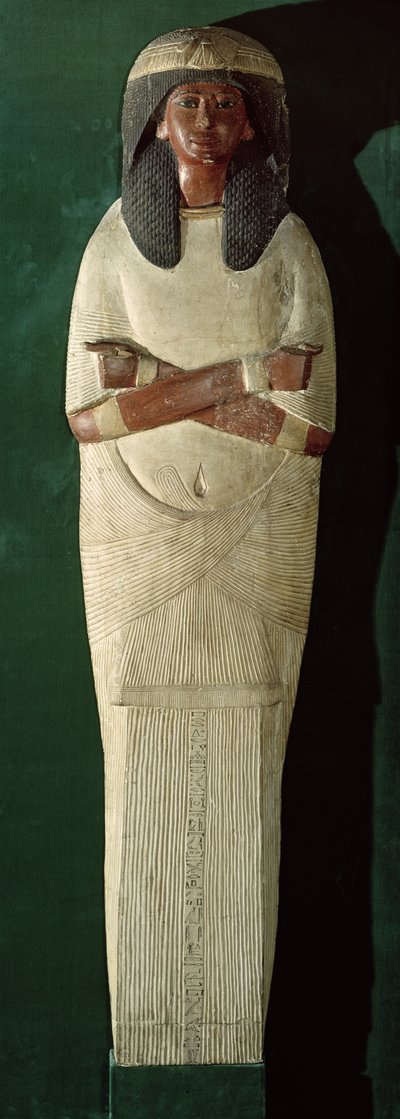 पिज़ ममी का ढक्कन पैनल, c.1279-1213 ईसा पूर्व (चित्रित लकड़ी, प्लास्टर) द्वारा New Kingdom Egyptian