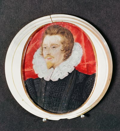 दाढ़ी और रफ के साथ एक सज्जन का पोर्ट्रेट, c.1590 द्वारा Nicholas Hilliard