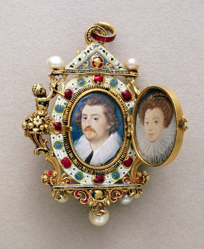 अज्ञात पुरुष और महिला के चित्र, c.1590 द्वारा Nicholas Hilliard