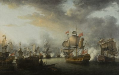 द बैटल ऑफ़ द सेंट्स ऑफ़ द सेंट्स, c.1782 (कैनवास पर तेल) द्वारा निकोलस पोकॉक
