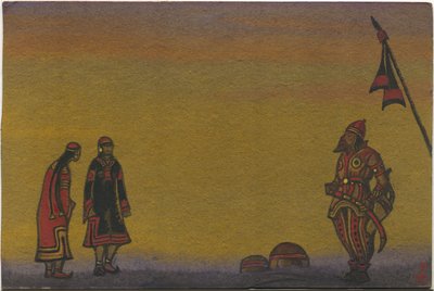 बोरोविन के ओपेरा "प्रिंस इगोर", 1943 से पोलोवेटियन, पोलोवेट्सियन और मेडेंस, पोलोवेट्सियन नृत्य के लिए पोशाक डिजाइन द्वारा निकोलस रोएरिच