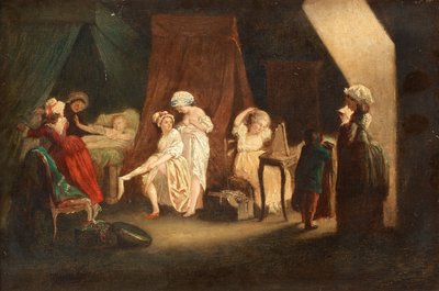 Le Lever des Ouvrieres en mode, Lafrensen, Niklas (निकोलस Lavreince या Lavrince) (1737-1807) द्वारा। लकड़ी पर तेल, आकार: 27x39, निजी संग्रह द्वारा निकलैस II लाफ्रेंसन