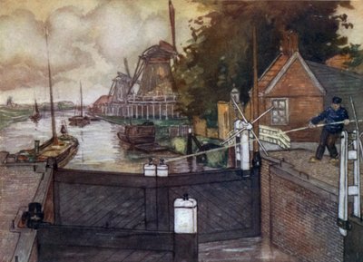 Noordervaldeursluis, Zaandam (रंग लिथो) द्वारा निको जुंगमैन