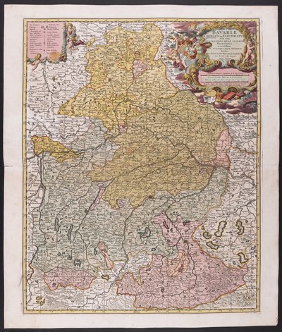 बवेरिया का मानचित्र, निकोलस विचर, मानचित्रकार, लगभग 1730, द्वारा निकोलस द एल्डर (बाद में) विस्चेर