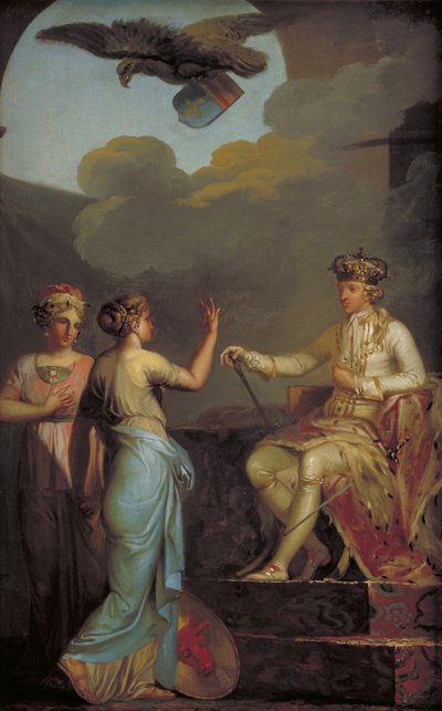 क्रिश्चियन VII ने 1773 में ड्यूकल को होलस्टीन के शाही भाग के साथ एकीकृत किया द्वारा निकोलाई अब्राहम एबिल्डगार्ड