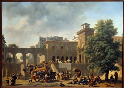 इटली का अभियान (1796-1797): "" एक सैन्य अस्पताल के बाहर या इटली में फ्रांसीसी"" निकोलस एंटोनी टुने (1755-1820) 18 वीं शताब्दी के सूर्य द्वारा पेंटिंग। 0,46 x 0,65 वर्ग मीटर द्वारा निकोलस एंटोनी टुनय