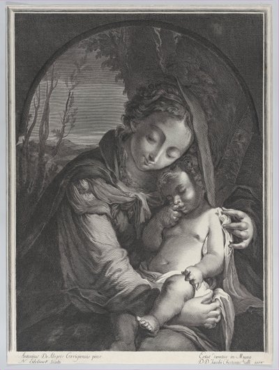 स्लीपिंग क्राइस्ट चाइल्ड के साथ वर्जिन, 1708., 1708। द्वारा निकोलस एटिने एडेलिनक
