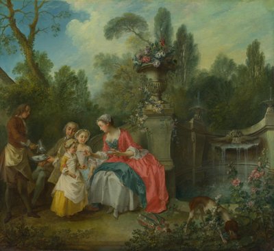 कुछ लेडीज़ के साथ कॉफी लेती एक गार्डन में एक लेडी, 1742 सीए द्वारा निकोलस लानक्रेट