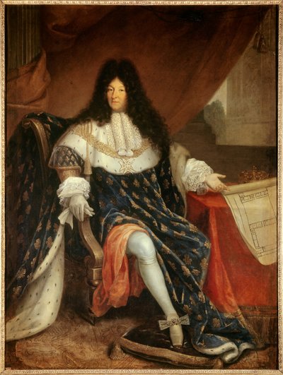 सेंट साइर (सेंट-साइर) के शाही घराने की योजना को पकड़े हुए लुई XIV (1638-1715) के पैर में पोर्ट्रेट। निकोलस रेने जोलेन द ओल्ड द्वारा पेंटिंग द्वारा निकोलस रेने जोलेन
