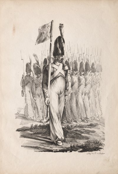 सैन्य वेशभूषा: कारबिनर्स सरजेंट, जनरल गाइड, 1817-1818। द्वारा अलेक्जेंड्रे गेब्रियल (बाद में) डीकैंप्स