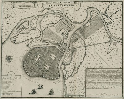 पीटर्सबर्ग का नक्शा, 1717 द्वारा निकोलस डे फेर
