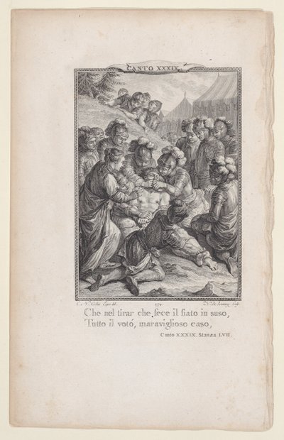 कैंटो 39, स्टैंज़ा 57, ऑरलैंडो फ्यूरियोसो से, 1774., 1774। द्वारा निकोलस डी लाउनेयू
