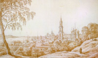कोस्त्रोमा, रूस, 1838 का दृश्य। द्वारा निकंदोर ग्रिगोरिविच चेर्नेत्सोव