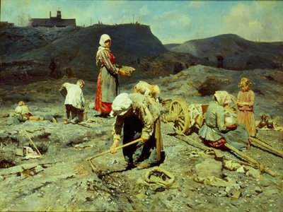 द पूअर, पिकिंग अप पीस ऑफ कोल, 1894। द्वारा निकोलाई अलेक्सेयेविच कसाटकिन