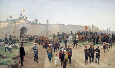4 जून 1877, 1883 को निकोपोल में तुर्की का आत्मसमर्पण। द्वारा निकोलाई दिमित्रिगिच दिमित्रिक ओरेनबर्गस्की