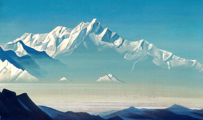 माउंट ऑफ फाइव ट्रेजरी टू वर्ल्ड्स, 1933। द्वारा Nikolai Konstantinowitsch Roerich