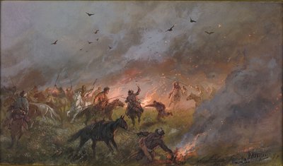 1891 में ट्रॉट्सक के पास पुगाचेव के सैनिकों की हार। द्वारा निकोलाई निकोलायेविच कारासिन