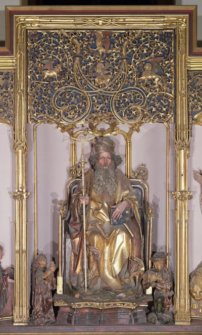 इसेनहिम अल्टारपीस, सेंट एंथोनी द हर्मिट, c.1490 (लकड़ी पर सोने का रंग) द्वारा निकोलस हेगनौएर