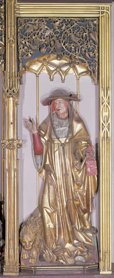 इसनहेम अल्टारपीस, सेंट जेरोम, c.1490 (लकड़ी पर सोने का रंग) द्वारा निकोलस हेगनौएर