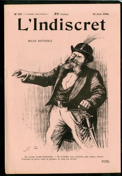 "L'Indiscret" का कवर, B & W . में व्यंग्य द्वारा नोएल डोरविल