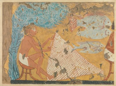 मैन मेकिंग ए नेट, मकबरे ऑफ इप्यु, c.1295–1213 ई.पू. (टेम्पर ऑन पेपर) द्वारा नॉर्मन डे गारिस डेविस