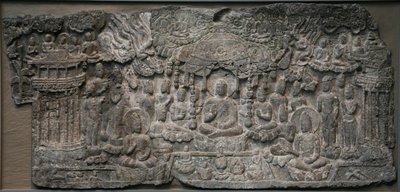 पश्चिमी स्वर्ग, हान्डान, हेबै प्रांत, 550-577 (वर्णक के निशान के साथ चूना पत्थर) द्वारा Northern Qi Dynasty Chinese Scool