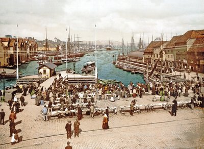 मछली बाजार, बर्गन, पब। c.1900 द्वारा नॉर्वेजियन फोटोग्राफर