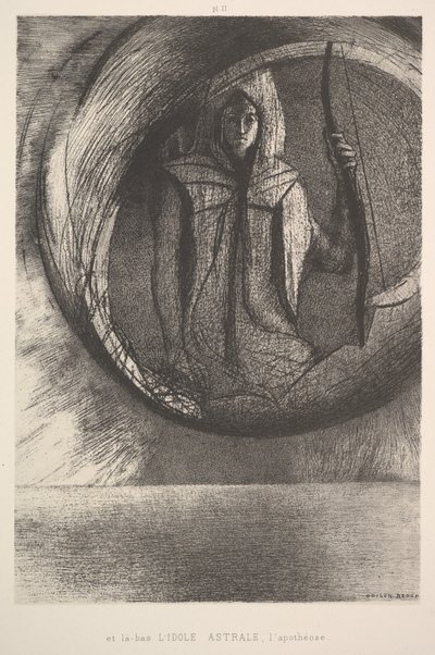 और वहां पर, एस्ट्रल आइडल, एपोथोसिस, 1891। द्वारा ओडिलोन रेडन