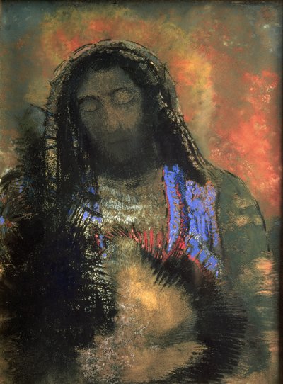 सेक्रेड हार्ट, 1910 (पेपर पर पेस्टल) द्वारा ओडिलोन रेडन