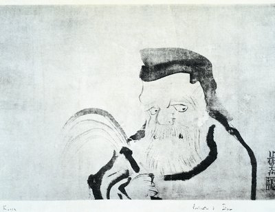 ओगाटा कोरिन (1658-1716), रेशम पर स्याही, जापानी सभ्यता, ईदो काल द्वारा चित्रित वृद्ध व्यक्ति का चित्र द्वारा ओगाटा कोरिन