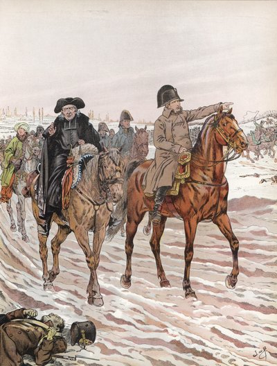 नेपोलियन, अब्बे हेनेरी के साथ, 1814 में सवार हुआ द्वारा Onfray de Breville नौकरी