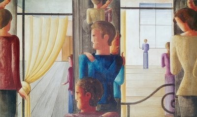 इंटीरियर के साथ बारह का समूह। 1930 द्वारा Oskar Schlemmer