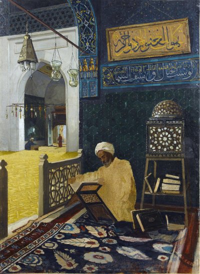 कुरान का पाठ - Peinture de Osman Hamdi Bey द्वारा उस्मान हम्दी ब्यो